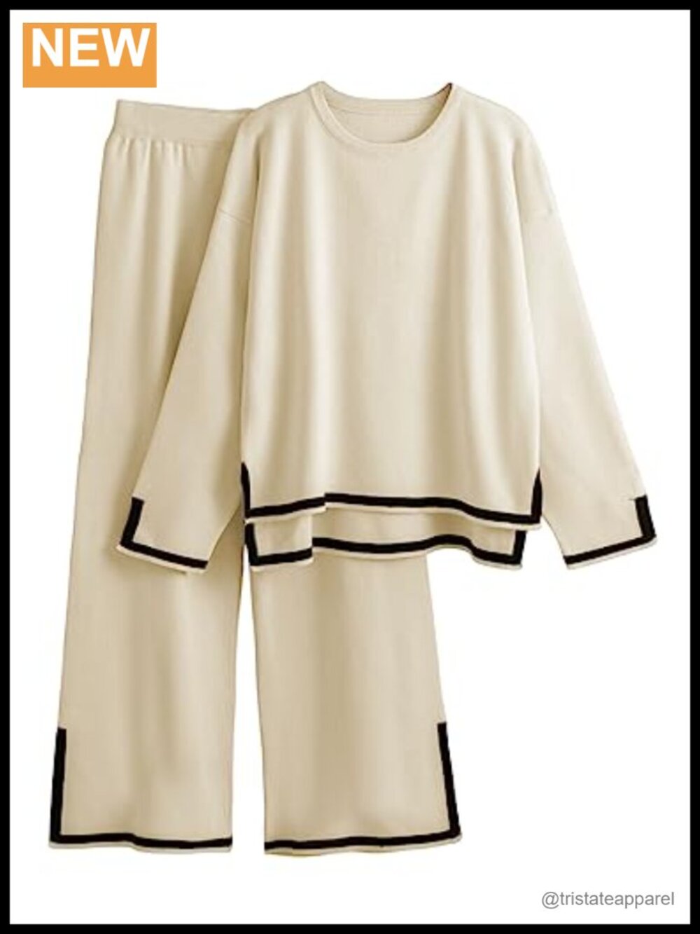 Women's Knit 2 Piece Sweater Set Long Sleeve Top Wide Leg Pants Lounge Set